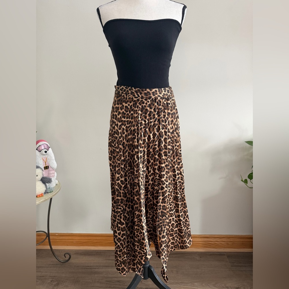 Zara Leopard Print A-Line Skirt